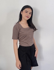 CHEAPY crop top kerah kotak serut samping model terbaru