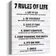 Pigort 7 Rules of Life Motivational Quotes Wall Decor Canvas Print Home Office Wall Art