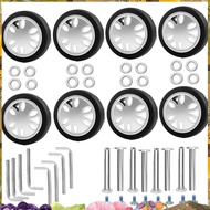 8pcs Luggage Wheels Replacement Kit,Dia 2in/50mm Thick 0.47in/12mm Resistant Rubber Mute Caster Repl