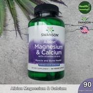 <Swanson> Albion Magnesium & Calcium with Vitamins D3 & K2 90 Veggie Capsules แมกนีเซียม แคลเซียม อา