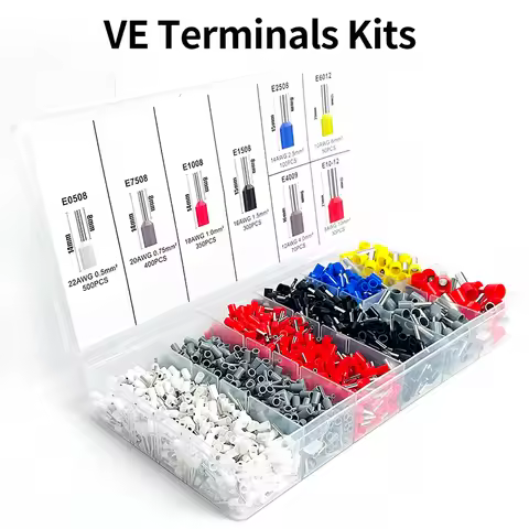 200/450/800/1250/1800/1900Pcs Efficient Electrical Wire Connectors with Tubular Crimp Terminals E050