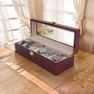 Wooden Paint Watch Box 6-Bit Spray Paint Watch Storage Box Red Paint Watch Box Display Box