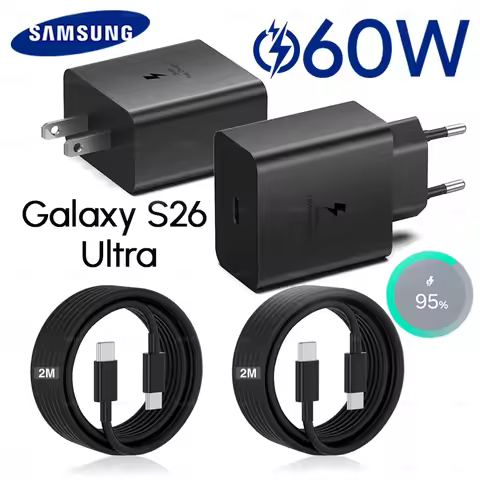 Samsung S26 Ultra original 60W Charger PD Type C Adapter EU Plug Fast Charge Samsung S25+ S25 S24 S2