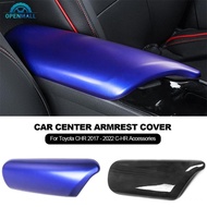 OPENMALL Car Center Armrest Cover Panel Chrome Carbon Fiber for Toyota CHR 2017 - 2022 C-HR Car Accessories J5S3