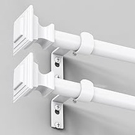 2 Pack Curtain Rods for Windows 28 to 48 Inch(2.3-4 Feet), 1" Diameter White Drapery Rods with Squar