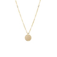 Hammered Disc Pendant Silver Necklace 圓餅純銀鍍18K金長項鍊