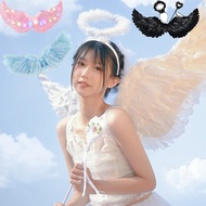 Feather Angel Wings, Halo and Fairy Wand for Kids Light Up Angel Cosplay Costume Feather Wings Fairy