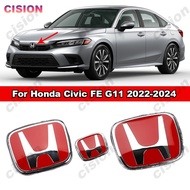 1x Honda Chrome Red 3D Emblem Front Rear Steering Wheel Logo Frame Panel Cover Trim Badge Acrylic St