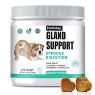 Nutridog Anal Gland Soft Chew Treats with Pumpkin for Dogs Digestive Enzymes Probiotics Fiber Supple