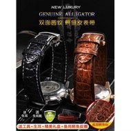 Double-sided crocodile leather watch strap for men suitable for Omega Longines Jaeger-LeCoultre Tissot and IWC Mido 20mm