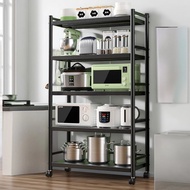 [In stock]Kitchen Rack Shelf With universal wheels Storage Rack Anti-rust Multifunctional Metal Mult