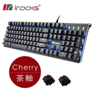 irocks K75M黑色上蓋單色背光機械式鍵盤(黑色/有線/CHERRY茶軸/懸浮式/白光/中文/1年保固)