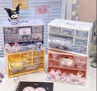 Kuromi 玉桂狗 Melody 卡通 DIY 貼紙 收納盒 收納櫃  雜物櫃 飾物 文具 書枱 辦公室