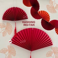 Hanging Paper Fan with Tassel Chinese New Year Decoration