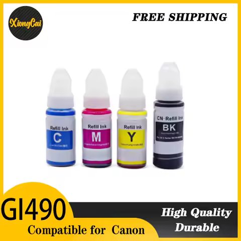 4pc BK/C/M/Y GI490 GI-490 Dye Bulk Ink Compatible For Canon Pixma G1400 G2400 G3400 G1000 G2000 G300