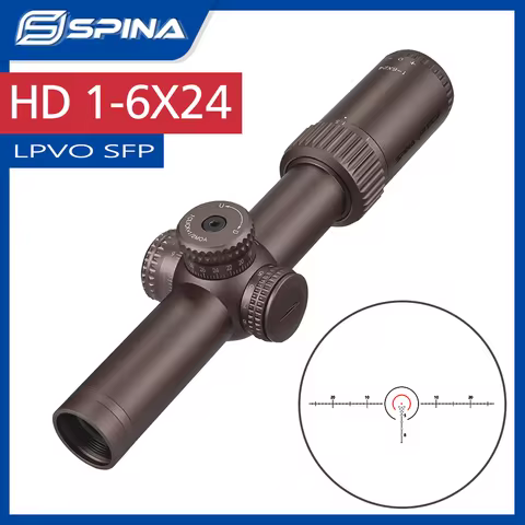 SPINA OPTICS Tactical LPVO 1-6x24 Short Dot Sight Quick Aiming Shooting Hunting Rifle Scope Riflesco