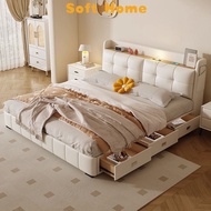 Cream Bed Double Bed Master Bedroom Double Bed With Drawer Storage Bed Bed Frame Storage Bed Storage