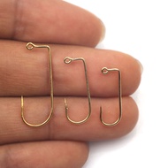 50pcs Gold Color Fishing Hook 90 Degree Aberdeen Jig Fish Hooks High Carbon Steel Worm Bait lure Cra