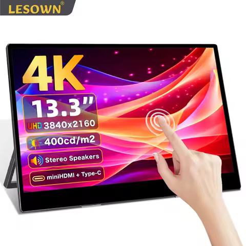 LESOWN 13.3 inch 4K 3840x2160 IPS Secondary Screen Monitor Touch USB C HDMI 400Nits Computer Portabl