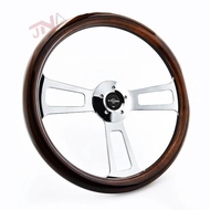 18 Inch Chrome Semi Truck Steering Wheel with 5 Hole Wood Film Steerin