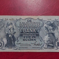 Netherlands Indies De Javasche Bank seri Wayang 10 gulden 1939 ex JA