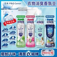 日本P&G Lenor蘭諾-煮沸般超消臭汗味衣物除臭芳香顆粒香香豆490ml/瓶(香氛柔軟精,洗衣槽防霉,室內晾曬防臭)