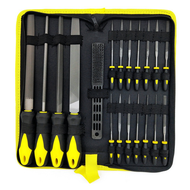 19Pcs Metal Steel File Grinding Tool Set Kit with Flat File Semi-Circular File Circular File Triangu