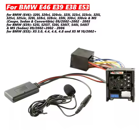 Car Audio Bluetooth 5.0 AUX full 10 pin For BMW E46 E39 E38 E53 with hanfree mic Accessories Adapter