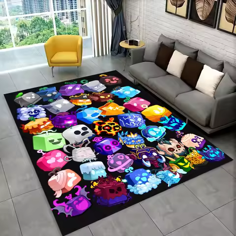 3D B-Blox Fruit Cartoon Game Gift Carpet Rug for Living Room Bedroom Home Sofa Decoration,kids Play 