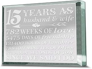 Bella Busta - 15 Years Anniversary Paperweight-15 years as Husband and Wife - Engraved Real Glass Pa