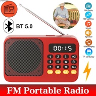 CHERRY3WK Portable Radio, Rechargeable FM USB TF Music Player, Bluetooth-Compatible LED Display Hand