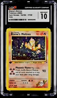 CGC 鑑定 10 分 Blaine's Moltres 寶可夢卡