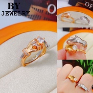 【BY】Fashion 2pcs Ring Hug and Handshake Ring Couple Ring with Box CP--R19