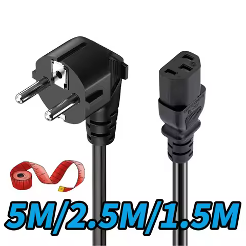 EU Power Cord 3-Prong EU Plug to C13 Power Extension Cable 5M/2.5M/1.5M EU Mains Power Cord EU Schuk