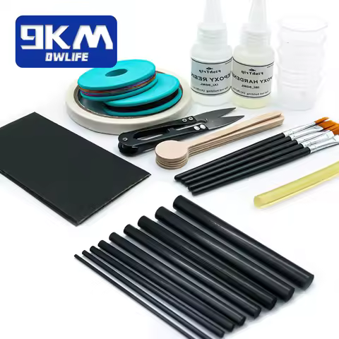 Fishing Rod Repair Kit Complete with Epoxy,10pcs Carbon Fiber Sticks Pole Building Kit, AB Glue, Wra