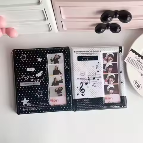 Cartoon Four Grid 4 Cuts Album Photo Card Collection Book For 40 Pcs 2x6 Inch Photo Strips Bookmark 
