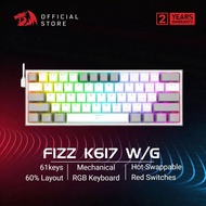 Redragon K617 Fizz 60% Wired RGB Gaming Keyboard, 61 Keys Hot-Swap Compact Mechanical Keyboard Pro D