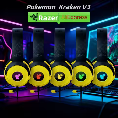 Razer Kraken V3 X Headphones Pokemon Pikachu with Mic Wired Headset with Microphone Gaming Stereo Ph