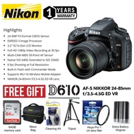 (NEW)FULL FRAME NIKON D610 24-85MM F/3.5-4.5G ED VR KIT SET ORIGINAL (1 YEARS WARRANTY) DSLR FULL FR