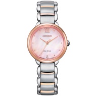 Citizen L Eco-Drive EM0924-85Y Ladies Two Tone Stainless Steel Solar Fashion Watch Pink Mother of Pearl Dial