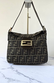 絕版中古包  Fendi Zucca咖啡色老花腋下包 側背包 單肩包 二手包