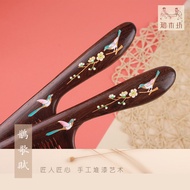 In Stock Handmade Lacquer Art Comb Painted Wooden Comb Ebony Heavy Precious Wood Hair Comb