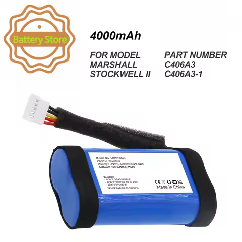 4000mAh Speaker Battery C406A3 C406A3-1 For Marshall Stockwell II