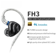 FiiO FH3 2BA+1DD Knowles Beryllium-plated Dynamic Hybrid Driver in-ear Earphone IEM S.TURBO Acoustic
