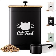 Cat Food Storage Container with Scoop - 5-7 lb (25 Cup) Capacity Metal Cat Food Container with Airti