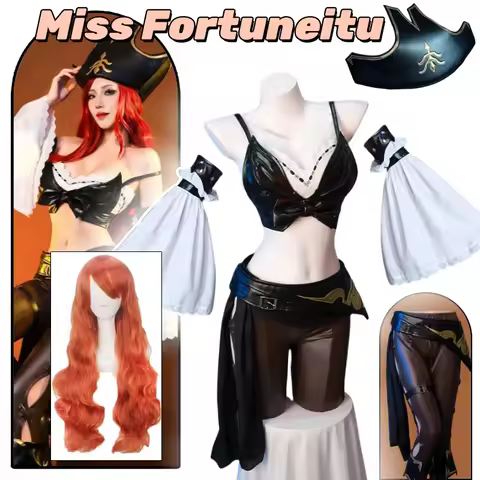 LOL Miss Fortune Cosplay Costume Wig with Hat Outfit Game League of Legends The Bounty Hunter Rolepl