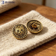 OKCATZONE 8Pcs Vintage Cartoon Cat Hand Sewn Decorative Buttons For Clothing Coats Suits Trench Coat