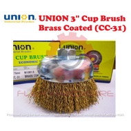 Union 3'' (75mm) Brass Coated Cup Brush Wire Brush For all 4" Grinder CC-31