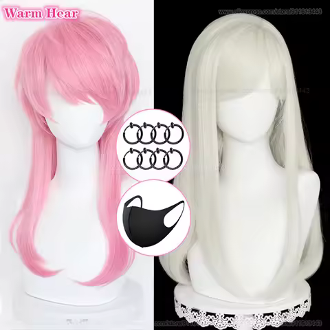 Anime Synthetic Sanzu Haruchiyo Cosplay Wig Long 56cm/60cm Milk White Pink Wigs Heat Resistant Fiber
