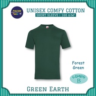 💯[BEST SELLER]Forest Green CT5115 T-shirt 100% Cotton Short Sleeve Baju Comfy Round Neck OREN SPORT 